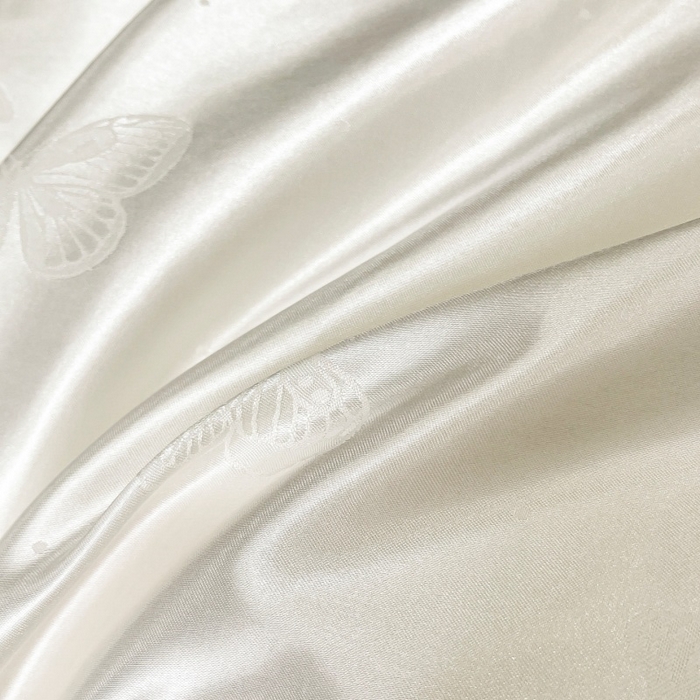 91家纺网 家纺一手货源 找家纺 金牛座家纺 2026新款贡缎亮丝提花刺绣四件套-蝶韵 蝶韵-奶白