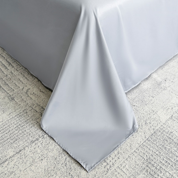 91家纺网 家纺一手货源 找家纺 金牛座家纺 2026新款贡缎亮丝提花刺绣四件套-蝶韵 蝶韵-浅灰