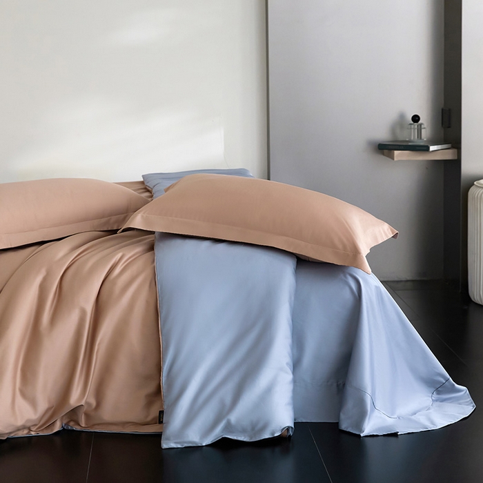 梧桐树 2026新款60S纯色全棉纯棉长绒棉系列四件套 60S纯色长绒棉-豆沙粽+宾利蓝