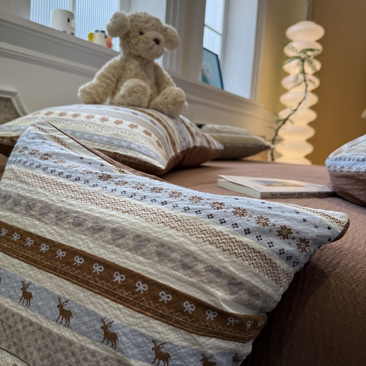 91家纺网 家纺一手货源 找家纺 盼季家纺 2026新款简单款105g泡芙棉印花四件套-费尔岛 费尔岛系列-晴空小狗