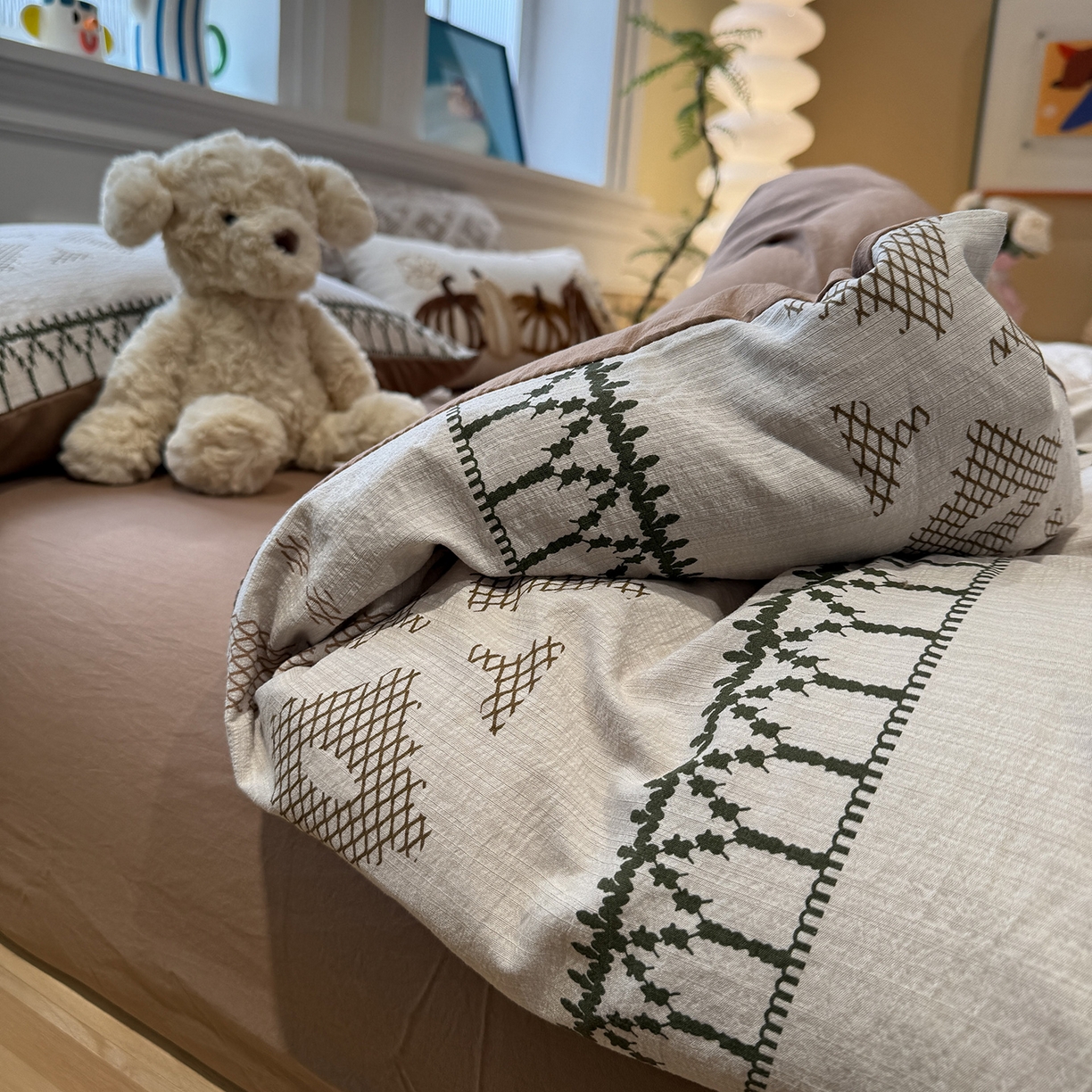 盼季家纺 2026新款简单款105g泡芙棉印花四件套-费尔岛 费尔岛系列-米亚朵