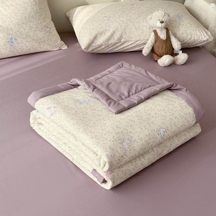 91家纺网 家纺一手货源 找家纺 盛凡家纺 2026新款小清新抗菌夏被夏凉被空调被被子被芯夏被四件套 蝶影翩翩