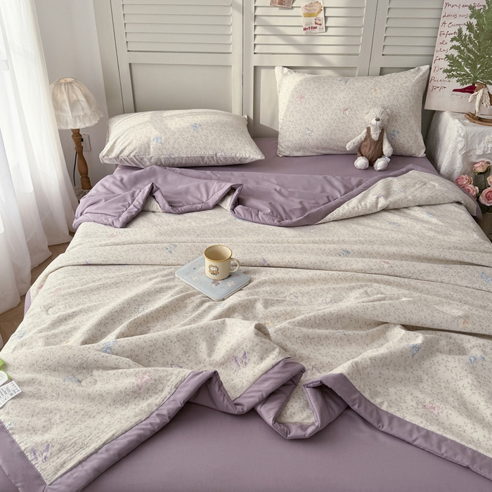 91家纺网 家纺一手货源 找家纺 盛凡家纺 2026新款小清新抗菌夏被夏凉被空调被被子被芯夏被四件套 蝶影翩翩