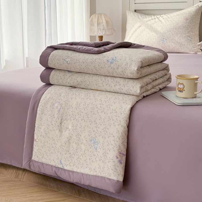 91家纺网 家纺一手货源 找家纺 盛凡家纺 2026新款小清新抗菌夏被夏凉被空调被被子被芯夏被四件套 蝶影翩翩