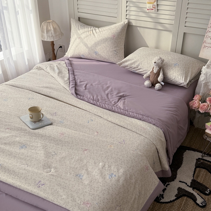 91家纺网 家纺一手货源 找家纺 盛凡家纺 2026新款小清新抗菌夏被夏凉被空调被被子被芯夏被四件套 蝶影翩翩