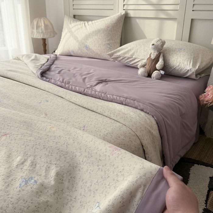 91家纺网 家纺一手货源 找家纺 盛凡家纺 2026新款小清新抗菌夏被夏凉被空调被被子被芯夏被四件套 蝶影翩翩