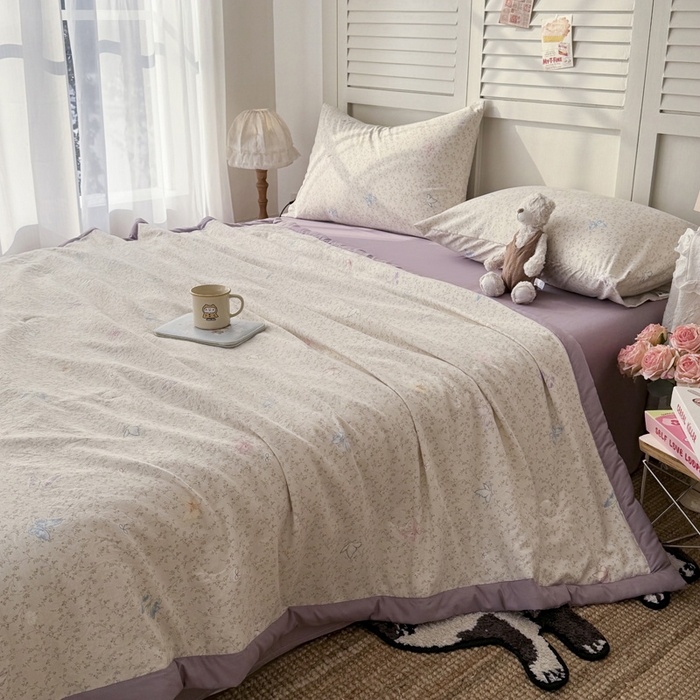 91家纺网 家纺一手货源 找家纺 盛凡家纺 2026新款小清新抗菌夏被夏凉被空调被被子被芯夏被四件套 蝶影翩翩