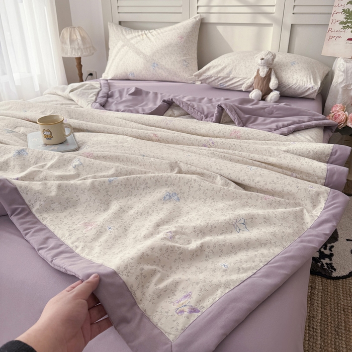 91家纺网 家纺一手货源 找家纺 盛凡家纺 2026新款小清新抗菌夏被夏凉被空调被被子被芯夏被四件套 蝶影翩翩