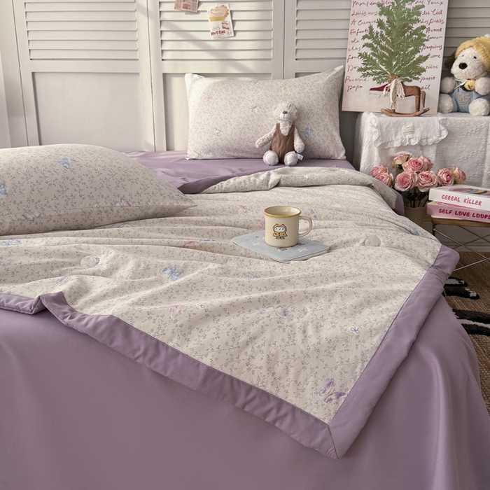 91家纺网 家纺一手货源 找家纺 盛凡家纺 2026新款小清新抗菌夏被夏凉被空调被被子被芯夏被四件套 蝶影翩翩