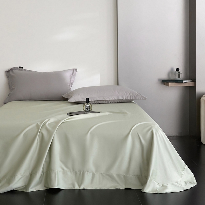 91家纺网 家纺一手货源 找家纺 梧桐树 2026新款60S纯色全棉纯棉长绒棉系列四件套 60S纯色长绒棉-银灰+绿