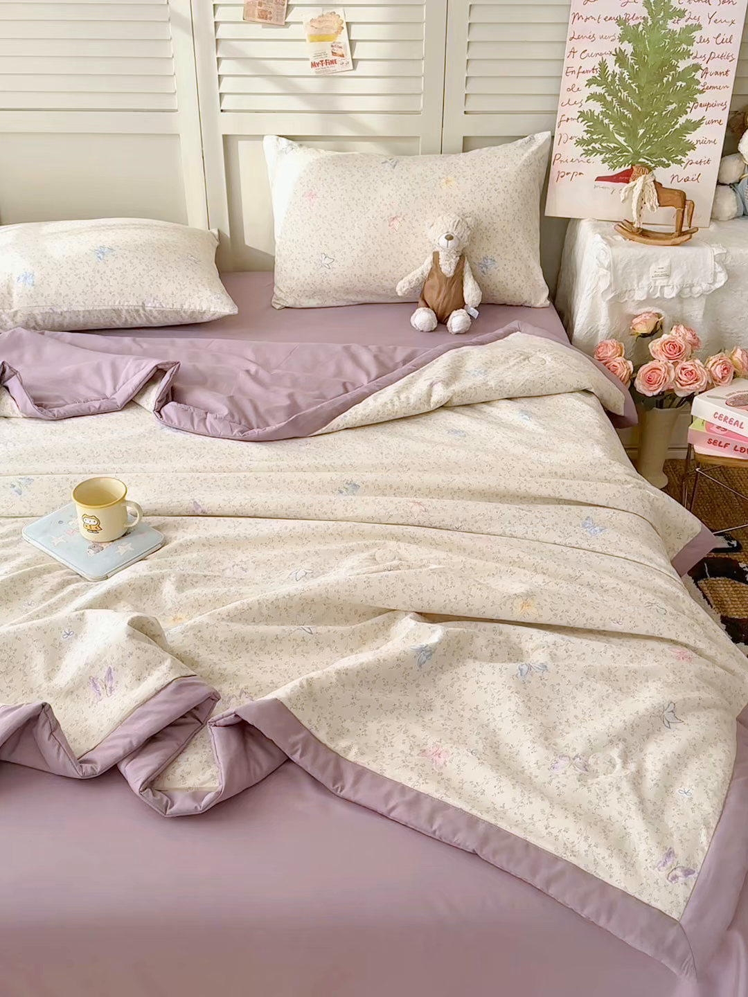 91家纺网 家纺一手货源 找家纺 盛凡家纺 2026新款小清新抗菌夏被夏凉被空调被被子被芯夏被四件套 蝶影翩翩