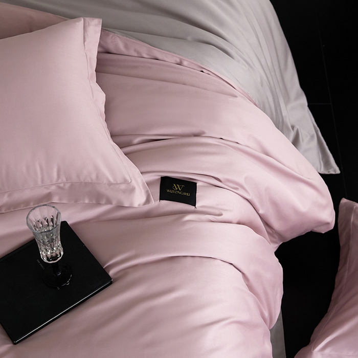 91家纺网 家纺一手货源 找家纺 梧桐树 2026新款60S纯色全棉纯棉长绒棉系列四件套 60S纯色长绒棉-优雅紫+银灰