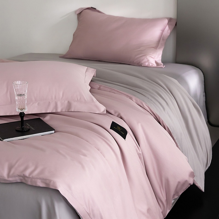 91家纺网 家纺一手货源 找家纺 梧桐树 2026新款60S纯色全棉纯棉长绒棉系列四件套 60S纯色长绒棉-优雅紫+银灰