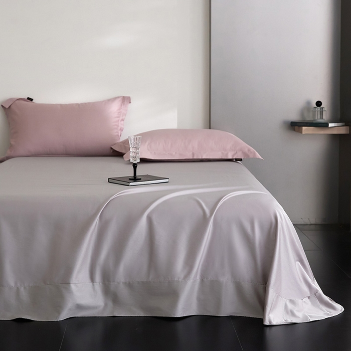 91家纺网 家纺一手货源 找家纺 梧桐树 2026新款60S纯色全棉纯棉长绒棉系列四件套 60S纯色长绒棉-优雅紫+银灰