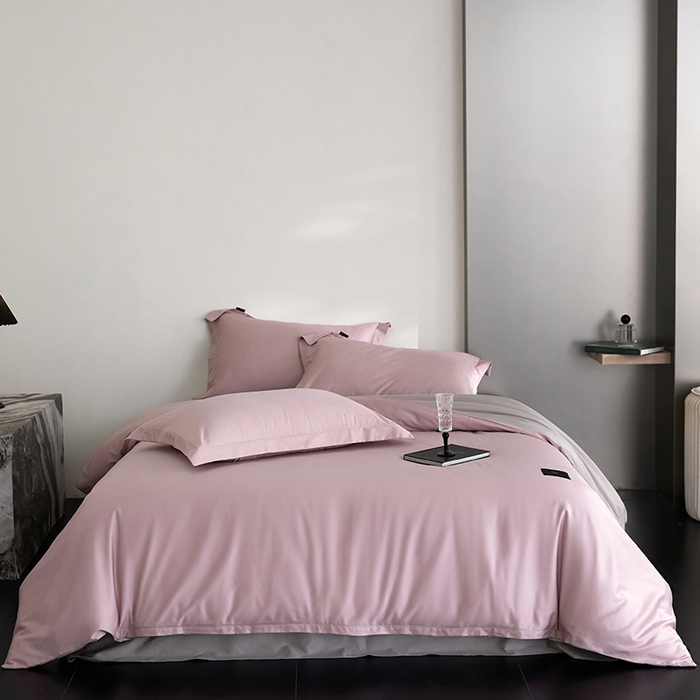 91家纺网 家纺一手货源 找家纺 梧桐树 2026新款60S纯色全棉纯棉长绒棉系列四件套 60S纯色长绒棉-优雅紫+银灰