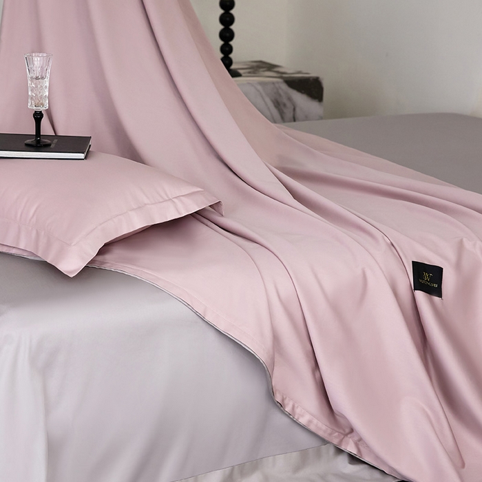 91家纺网 家纺一手货源 找家纺 梧桐树 2026新款60S纯色全棉纯棉长绒棉系列四件套 60S纯色长绒棉-优雅紫+银灰