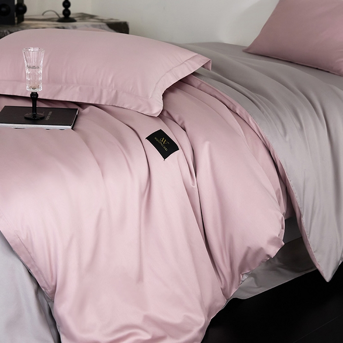 91家纺网 家纺一手货源 找家纺 梧桐树 2026新款60S纯色全棉纯棉长绒棉系列四件套 60S纯色长绒棉-优雅紫+银灰