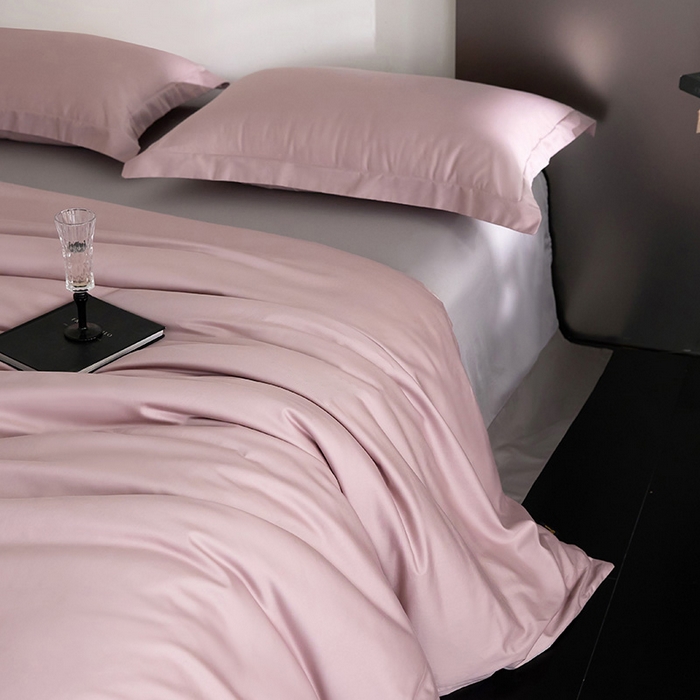 91家纺网 家纺一手货源 找家纺 梧桐树 2026新款60S纯色全棉纯棉长绒棉系列四件套 60S纯色长绒棉-优雅紫+银灰