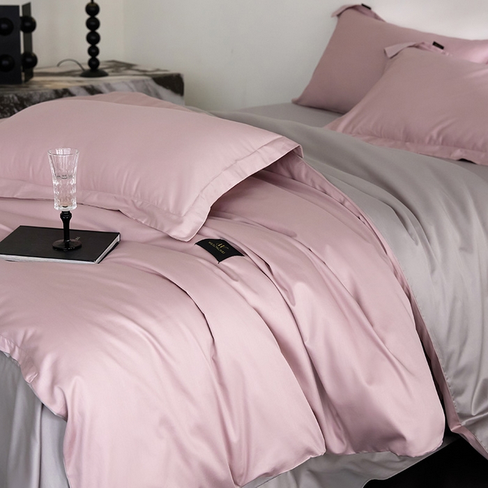 91家纺网 家纺一手货源 找家纺 梧桐树 2026新款60S纯色全棉纯棉长绒棉系列四件套 60S纯色长绒棉-优雅紫+银灰