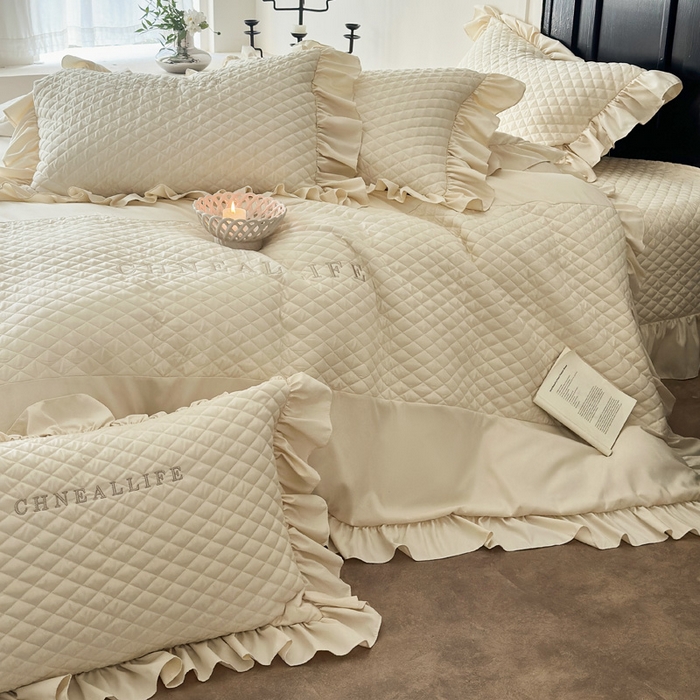 91家纺网 家纺一手货源 找家纺 豪美鑫 2026新款绗缝绣花四件套-可可小姐系列 可可小姐-香槟色