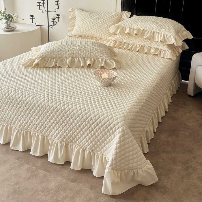 91家纺网 家纺一手货源 找家纺 豪美鑫 2026新款绗缝绣花四件套-可可小姐系列 可可小姐-香槟色