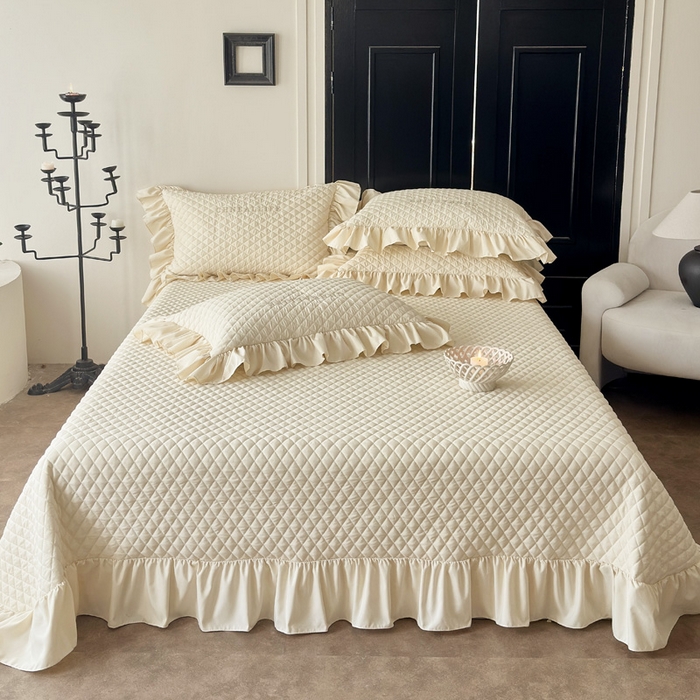 91家纺网 家纺一手货源 找家纺 豪美鑫 2026新款绗缝绣花四件套-可可小姐系列 可可小姐-香槟色