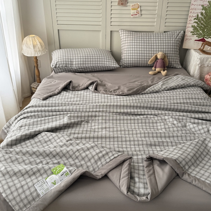 91家纺网 家纺一手货源 找家纺 盛凡家纺 2026新款小清新抗菌夏被夏凉被空调被被子被芯夏被四件套 简织格调