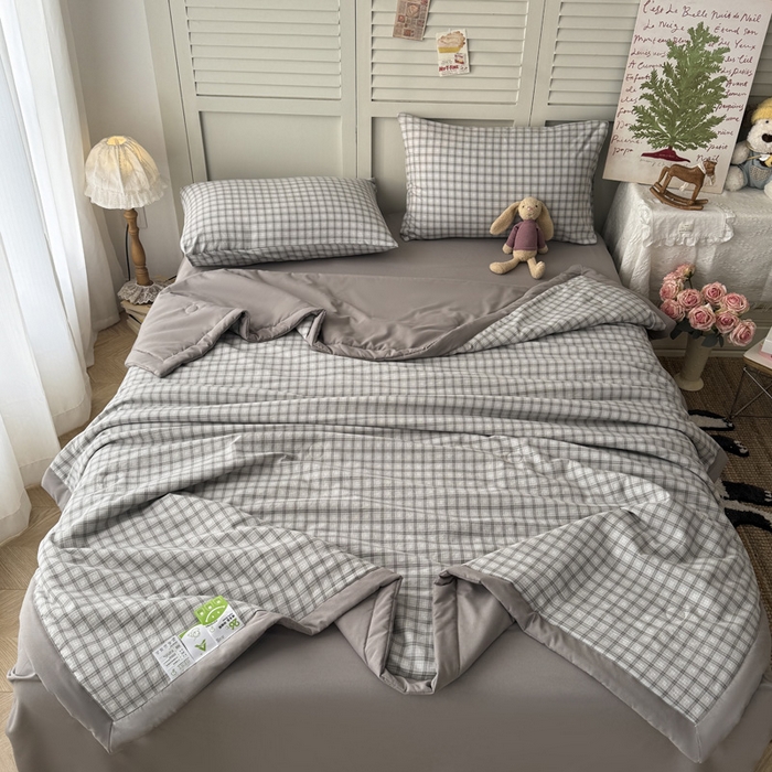 91家纺网 家纺一手货源 找家纺 盛凡家纺 2026新款小清新抗菌夏被夏凉被空调被被子被芯夏被四件套 简织格调