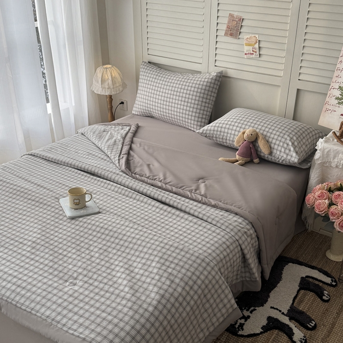 91家纺网 家纺一手货源 找家纺 盛凡家纺 2026新款小清新抗菌夏被夏凉被空调被被子被芯夏被四件套 简织格调