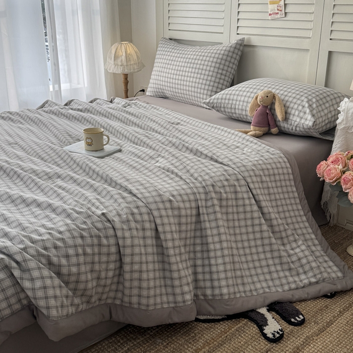 91家纺网 家纺一手货源 找家纺 盛凡家纺 2026新款小清新抗菌夏被夏凉被空调被被子被芯夏被四件套 简织格调