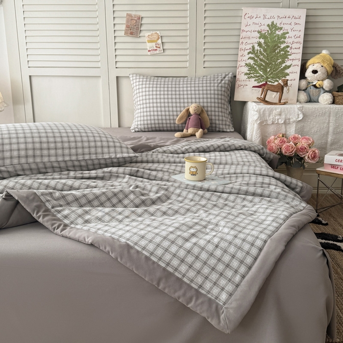 91家纺网 家纺一手货源 找家纺 盛凡家纺 2026新款小清新抗菌夏被夏凉被空调被被子被芯夏被四件套 简织格调