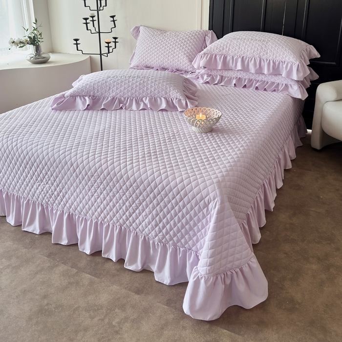 91家纺网 家纺一手货源 找家纺 豪美鑫 2026新款绗缝绣花四件套-可可小姐系列 可可小姐-淡紫色