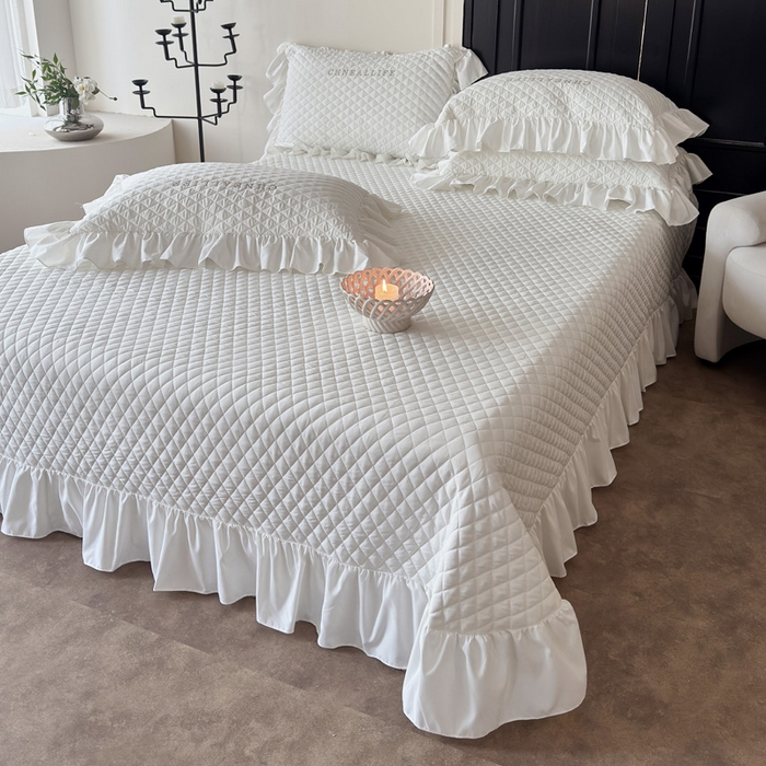 91家纺网 家纺一手货源 找家纺 豪美鑫 2026新款绗缝绣花四件套-可可小姐系列 可可小姐-奶白