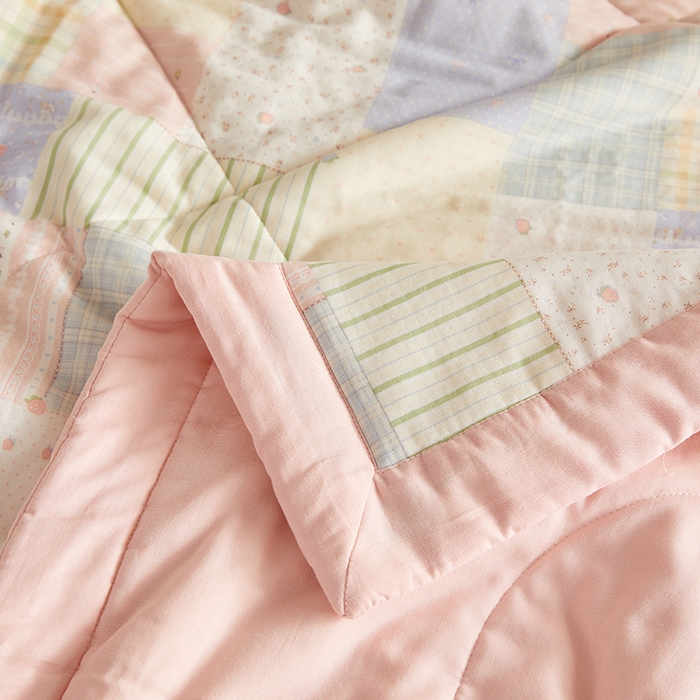 91家纺网 家纺一手货源 找家纺 铺尚美家纺 2026新款全棉双层纱夏被被子被芯 秋日集 粉