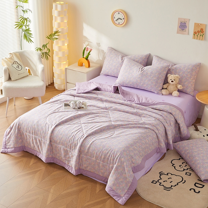 91家纺网 家纺一手货源 找家纺 铺尚美家纺 2026新款全棉双层纱夏被被子被芯 罗曼 紫