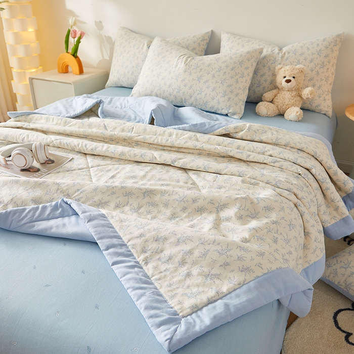 91家纺网 家纺一手货源 找家纺 铺尚美家纺 2026新款全棉双层纱夏被被子被芯 诺言