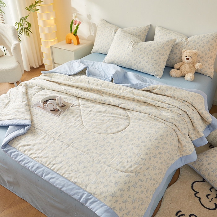 91家纺网 家纺一手货源 找家纺 铺尚美家纺 2026新款全棉双层纱夏被被子被芯 诺言