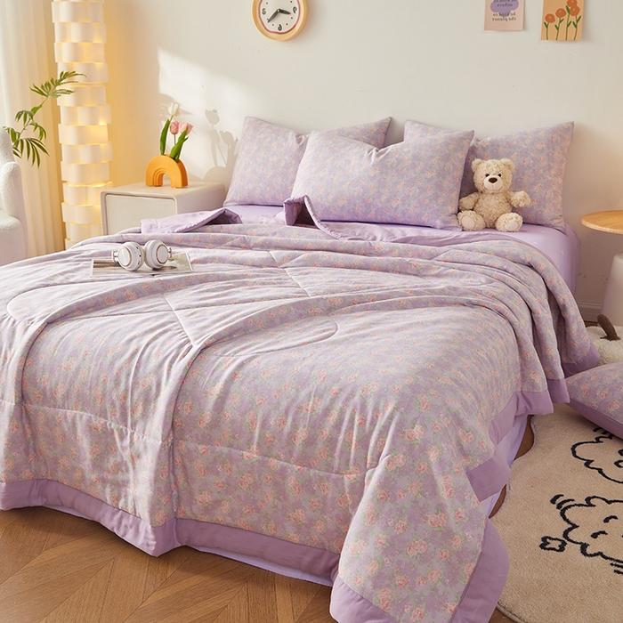 91家纺网 家纺一手货源 找家纺 铺尚美家纺 2026新款全棉双层纱夏被被子被芯 罗曼 紫