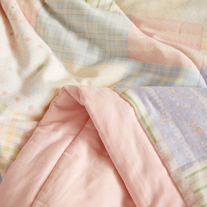 91家纺网 家纺一手货源 找家纺 铺尚美家纺 2026新款全棉双层纱夏被被子被芯 秋日集 粉