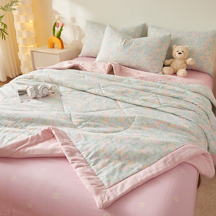 91家纺网 家纺一手货源 找家纺 铺尚美家纺 2026新款全棉双层纱夏被被子被芯 花千朵