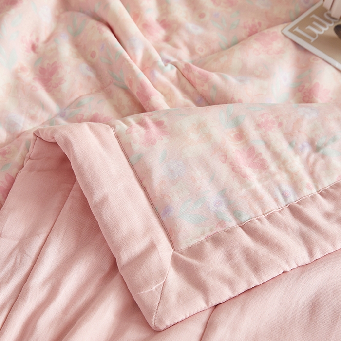 91家纺网 家纺一手货源 找家纺 铺尚美家纺 2026新款全棉双层纱夏被被子被芯 芙蓉 粉