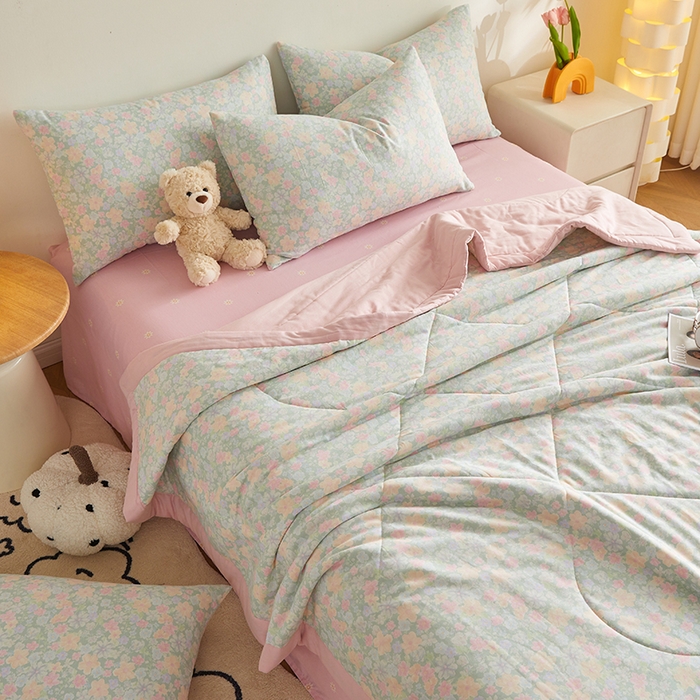 91家纺网 家纺一手货源 找家纺 铺尚美家纺 2026新款全棉双层纱夏被被子被芯 花千朵