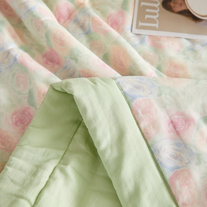 91家纺网 家纺一手货源 找家纺 铺尚美家纺 2026新款全棉双层纱夏被被子被芯 春晓 绿