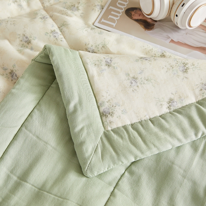 91家纺网 家纺一手货源 找家纺 铺尚美家纺 2026新款全棉双层纱夏被被子被芯 柒月绿