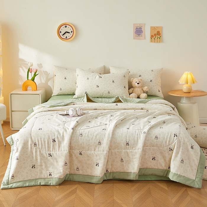 91家纺网 家纺一手货源 找家纺 铺尚美家纺 2026新款全棉双层纱夏被被子被芯 福宝熊猫