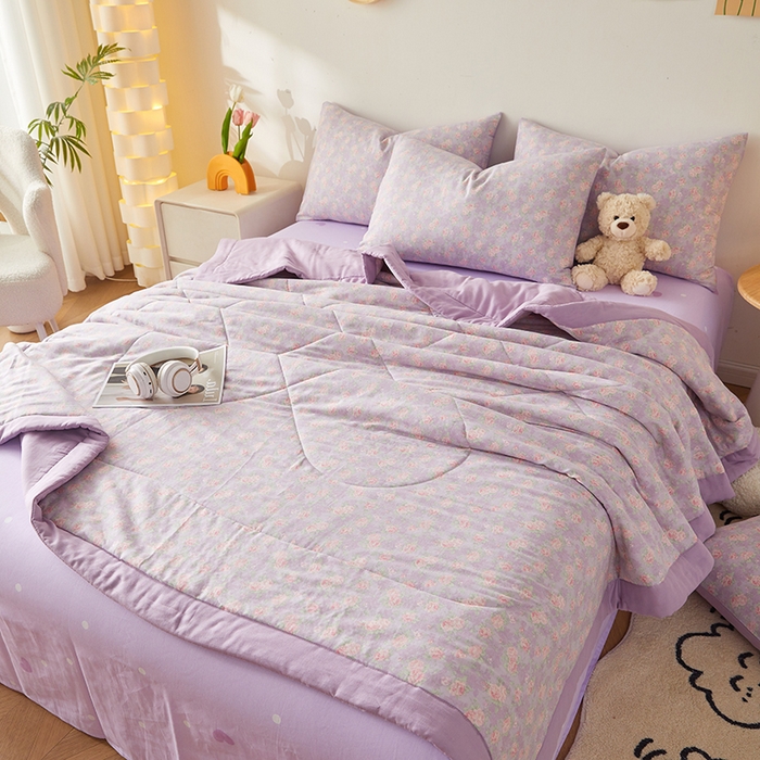 91家纺网 家纺一手货源 找家纺 铺尚美家纺 2026新款全棉双层纱夏被被子被芯 罗曼 紫