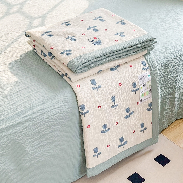 91家纺网 家纺一手货源 找家纺 默忆 2026新款A类泡泡棉夏被泡芙棉印花夏被四件套空调被夏凉被 郁金小屋