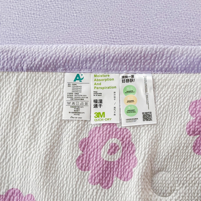 91家纺网 家纺一手货源 找家纺 默忆 2026新款A类泡泡棉夏被泡芙棉印花夏被四件套空调被夏凉被 花蕊爱心