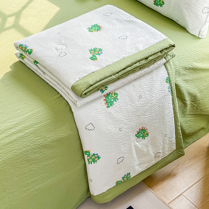 91家纺网 家纺一手货源 找家纺 默忆 2026新款A类泡泡棉夏被泡芙棉印花夏被四件套空调被夏凉被 云朵恐龙