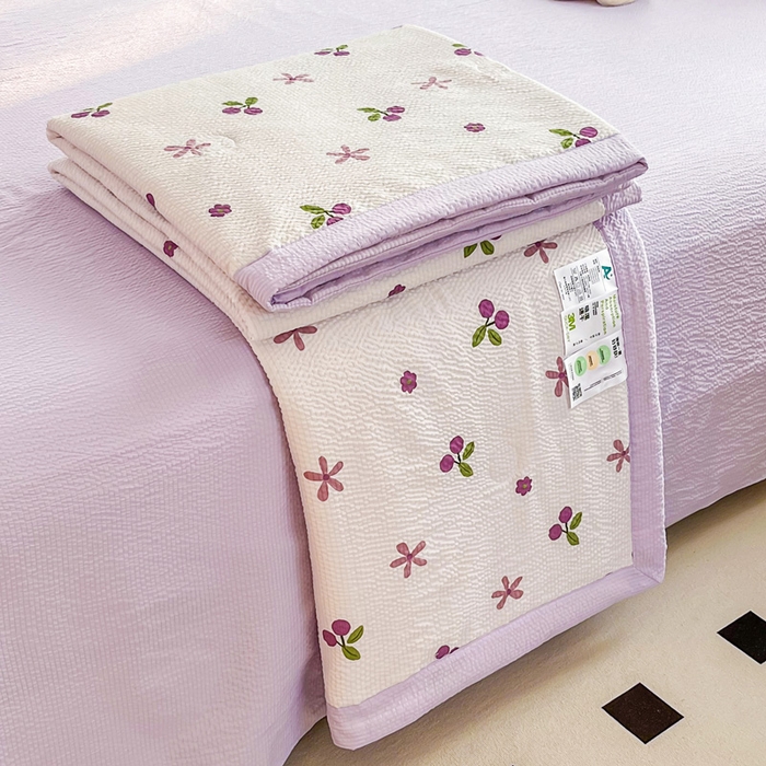 91家纺网 家纺一手货源 找家纺 默忆 2026新款A类泡泡棉夏被泡芙棉印花夏被四件套空调被夏凉被 夏日樱桃